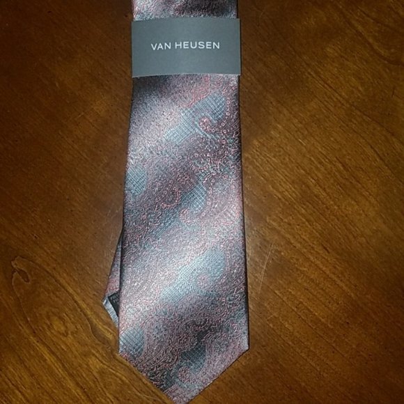 Van Heusen Patterned Tie - Coral Ombre Paisley NWT - Picture 5 of 6